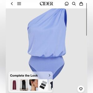 Cider Light Blue One Shoulder Bodysuit- xs